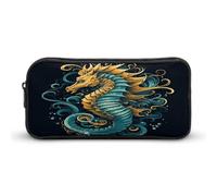 AQRJLPM Seahorse Blue Pattern Pencil Pouch Big Capacity Simple Marker Pouch Portable Aesthetic Zipper Pencil Case