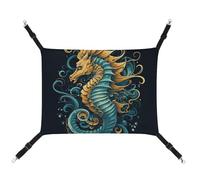 AQRJLPM Seahorse Blue Pattern Pet Hammock with Adjustable Straps and Metal Hooks Hanging Bed Soft Breathable Sleeping Hammock for Cats,Puppy,Rabbits,Small Animals