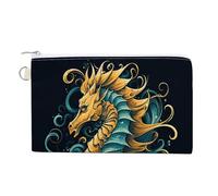 AQRJLPM Seahorse Blue Pattern Wallet Canvas Slim Lightweight Wallets Durable Zippered Card Holder for Men Women