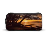 AQRJLPM Seashore Trees Sunset Pencil Pouch Big Capacity Simple Marker Pouch Portable Aesthetic Zipper Pencil Case