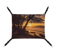 AQRJLPM Seashore Trees Sunset Pet Hammock with Adjustable Straps and Metal Hooks Hanging Bed Soft Breathable Sleeping Hammock for Cats,Puppy,Rabbits,Small Animals