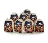 AQRJLPM Shih Tzu Dog And Flowers Drawstring Pouches Reusable Burlap Soft Sachet Bag Multipurpose Cotton Small Jewelry Pouch for Party Wedding Storage Home Supplies (8 Pcs)