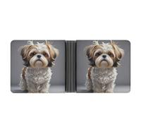 AQRJLPM Shih Tzu Dog Wallet with Money Clip Leather Bifold Wallet Slim Credit Card Holder Gift for Men