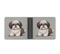 AQRJLPM Shih Tzu Dog Wallet with Money Clip Leather Bifold Wallet Slim Credit Card Holder Gift for Men