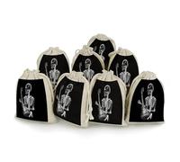 AQRJLPM Skull Skeleton Playing Guitar Drawstring Pouches Reusable Burlap Soft Sachet Bag Multipurpose Cotton Small Jewelry Pouch for Party Wedding Storage Home Supplies (8 Pcs)