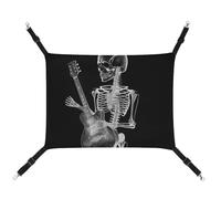 AQRJLPM Skull Skeleton Playing Guitar Pet Hammock with Adjustable Straps and Metal Hooks Hanging Bed Soft Breathable Sleeping Hammock for Cats,Puppy,Rabbits,Small Animals