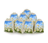 AQRJLPM Spring Daisy Flowers Drawstring Pouches Reusable Burlap Soft Sachet Bag Multipurpose Cotton Small Jewelry Pouch for Party Wedding Storage Home Supplies (8 Pcs)