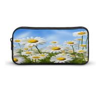 AQRJLPM Spring Daisy Flowers Pencil Pouch Big Capacity Simple Marker Pouch Portable Aesthetic Zipper Pencil Case