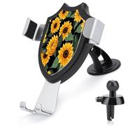 AQRJLPM Sunflower Pattern Phone Holder Car Hands-Free Mount Holders for Dashboard Windshield Vent Metal Hook Clip Cell Phone Mount for All Smartphones & Car Models