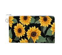AQRJLPM Sunflower Pattern Wallet Canvas Slim Lightweight Wallets Durable Zippered Card Holder for Men Women