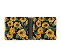AQRJLPM Sunflower Pattern Wallet with Money Clip Leather Bifold Wallet Slim Credit Card Holder Gift for Men