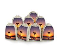 AQRJLPM Sunset Wine Glass Drawstring Pouches Reusable Burlap Soft Sachet Bag Multipurpose Cotton Small Jewelry Pouch for Party Wedding Storage Home Supplies (8 Pcs)
