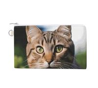 AQRJLPM Tabby Cat on The Grass Wallet Canvas Slim Lightweight Wallets Durable Zippered Card Holder for Men Women
