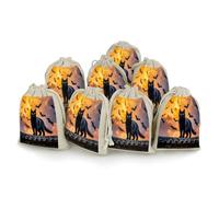 AQRJLPM The Black Cat Is Pacing on The Roof Drawstring Pouches Reusable Burlap Soft Sachet Bag Multipurpose Cotton Small Jewelry Pouch for Party Wedding Storage Home Supplies (8 Pcs)