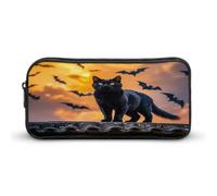 AQRJLPM The Black Cat Is Pacing on The Roof Pencil Pouch Big Capacity Simple Marker Pouch Portable Aesthetic Zipper Pencil Case