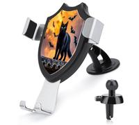 AQRJLPM The Black Cat is Pacing on The Roof Phone Holder Car Hands-Free Mount Holders for Dashboard Windshield Vent Metal Hook Clip Cell Phone Mount for All Smartphones & Car Models