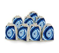 AQRJLPM Tie-dye Blue Drawstring Pouches Reusable Burlap Soft Sachet Bag Multipurpose Cotton Small Jewelry Pouch for Party Wedding Storage Home Supplies (8 Pcs)