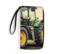AQRJLPM Tractor Wallet Leather Zipper Around Clutch Wallet Large Capacity Purse with Wristlet Strap, white, 19.7x10.5cm