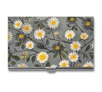 AQRJLPM Tree Branch Yellow And White Floral Pattern Business Card Holder Business Card Case Pocket Card Holders Metal Slim Name Card Holder Professional Multi Wallet Credit Card ID Case for Men Women,