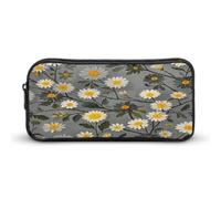 AQRJLPM Tree Branch Yellow And White Floral Pattern Pencil Pouch Big Capacity Simple Marker Pouch Portable Aesthetic Zipper Pencil Case