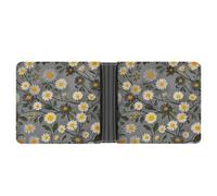 AQRJLPM Tree Branch Yellow And White Floral Pattern Wallet with Money Clip Leather Bifold Wallet Slim Credit Card Holder Gift for Men