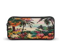AQRJLPM Tropical Floral Pattern Pencil Pouch Big Capacity Simple Marker Pouch Portable Aesthetic Zipper Pencil Case