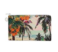 AQRJLPM Tropical Floral Pattern Wallet Canvas Slim Lightweight Wallets Durable Zippered Card Holder for Men Women