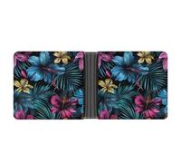 AQRJLPM Tropical Floral Pattern Wallet with Money Clip Leather Bifold Wallet Slim Credit Card Holder Gift for Men