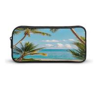 AQRJLPM Tropical Palm Trees Pencil Pouch Big Capacity Simple Marker Pouch Portable Aesthetic Zipper Pencil Case
