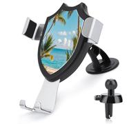 AQRJLPM Tropical Palm Trees Phone Holder Car Hands-Free Mount Holders for Dashboard Windshield Vent Metal Hook Clip Cell Phone Mount for All Smartphones & Car Models