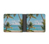 AQRJLPM Tropical Palm Trees Wallet with Money Clip Leather Bifold Wallet Slim Credit Card Holder Gift for Men