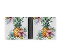 AQRJLPM Tropical Pineapple Wallet with Money Clip Leather Bifold Wallet Slim Credit Card Holder Gift for Men