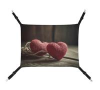 AQRJLPM Two Crocheted Hearts Pet Hammock with Adjustable Straps and Metal Hooks Hanging Bed Soft Breathable Sleeping Hammock for Cats,Puppy,Rabbits,Small Animals