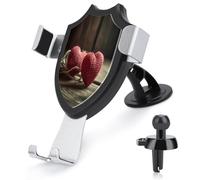AQRJLPM Two Crocheted Hearts Phone Holder Car Hands-Free Mount Holders for Dashboard Windshield Vent Metal Hook Clip Cell Phone Mount for All Smartphones & Car Models
