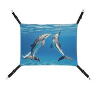 AQRJLPM Two Dolphins Pet Hammock with Adjustable Straps and Metal Hooks Hanging Bed Soft Breathable Sleeping Hammock for Cats,Puppy,Rabbits,Small Animals