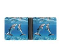 AQRJLPM Two Dolphins Wallet with Money Clip Leather Bifold Wallet Slim Credit Card Holder Gift for Men