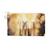 AQRJLPM Two Glasses of Champagne Wallet Canvas Slim Lightweight Wallets Durable Zippered Card Holder for Men Women