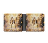 AQRJLPM Two Glasses of Champagne Wallet with Money Clip Leather Bifold Wallet Slim Credit Card Holder Gift for Men