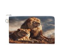 AQRJLPM Two Lions Wallet Canvas Slim Lightweight Wallets Durable Zippered Card Holder for Men Women