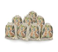 AQRJLPM Two Little Cute Rabbits Drawstring Pouches Reusable Burlap Soft Sachet Bag Multipurpose Cotton Small Jewelry Pouch for Party Wedding Storage Home Supplies (8 Pcs)