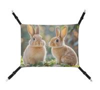 AQRJLPM Two Little Cute Rabbits Pet Hammock with Adjustable Straps and Metal Hooks Hanging Bed Soft Breathable Sleeping Hammock for Cats,Puppy,Rabbits,Small Animals