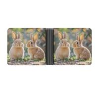 AQRJLPM Two Little Cute Rabbits Wallet with Money Clip Leather Bifold Wallet Slim Credit Card Holder Gift for Men