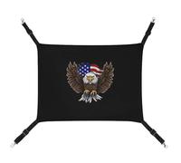 AQRJLPM USA Flag Patriotic Eagle Pet Hammock with Adjustable Straps and Metal Hooks Hanging Bed Soft Breathable Sleeping Hammock for Cats,Puppy,Rabbits,Small Animals