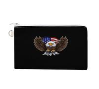 AQRJLPM USA Flag Patriotic Eagle Wallet Canvas Slim Lightweight Wallets Durable Zippered Card Holder for Men Women