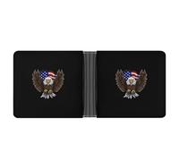 AQRJLPM USA Flag Patriotic Eagle Wallet with Money Clip Leather Bifold Wallet Slim Credit Card Holder Gift for Men