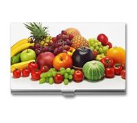 AQRJLPM Variety Fresh Vegetables Fruits Business Card Holder Business Card Case Pocket Card Holders Metal Slim Name Card Holder Professional Multi Wallet Credit Card ID Case for Men Women, silver, One