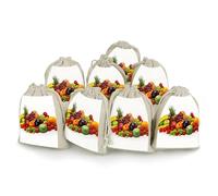 AQRJLPM Variety Fresh Vegetables Fruits Drawstring Pouches Reusable Burlap Soft Sachet Bag Multipurpose Cotton Small Jewelry Pouch for Party Wedding Storage Home Supplies (8 Pcs)