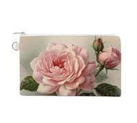 AQRJLPM Vintage Beautiful Rose Wallet Canvas Slim Lightweight Wallets Durable Zippered Card Holder for Men Women