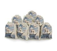 AQRJLPM Vintage Nautical White Ship Drawstring Pouches Reusable Burlap Soft Sachet Bag Multipurpose Cotton Small Jewelry Pouch for Party Wedding Storage Home Supplies (8 Pcs)