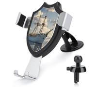 AQRJLPM Vintage Nautical White Ship Phone Holder Car Hands-Free Mount Holders for Dashboard Windshield Vent Metal Hook Clip Cell Phone Mount for All Smartphones & Car Models